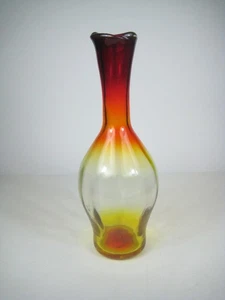 Vintage Blenko Vase Art Glass Red 1960s Hand Blown Art Glass Vase Gradient - Picture 1 of 11