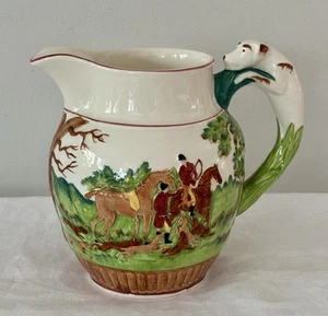 Vintage Wedgwood D'Ye Ken John Peel 6" Pitcher Fox Hunt Dog Handle Handpainted - Picture 1 of 8