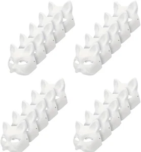 Musaner 20 PIEZAS Máscara para Gato Hágalo Usted Mismo Blanco Therian Máscaras para Pintar Vestido de Animal en Blanco... - Imagen 1 de 5