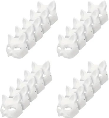Musaner 20 PCS Cat Mask DIY White Therian Masks to Paint Blank Animal Dress... - Image 1 of 4