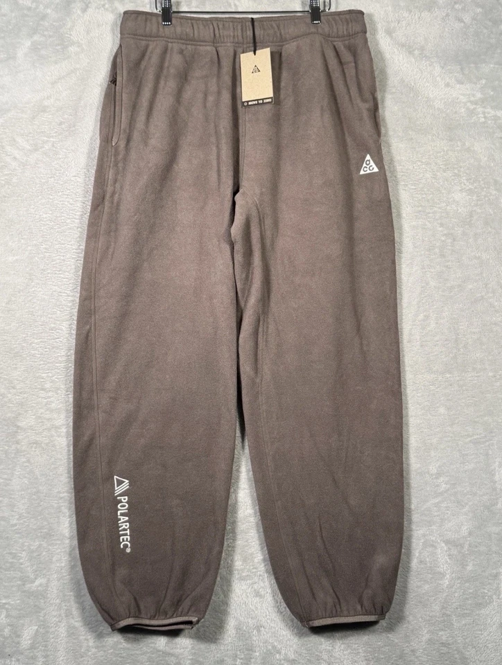 Nike ACG Pants Mens XL-Tall Brown Polartec Fleece Joggers Wolf Tree CV0658-004