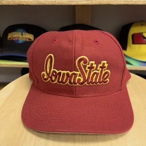 Sombrero De Colección Años 90 Logo 7 Iowa State Cyclones - SCRIPT - Rojo - Sombrero Snapback - LIMPIO - Imagen 1 de 6