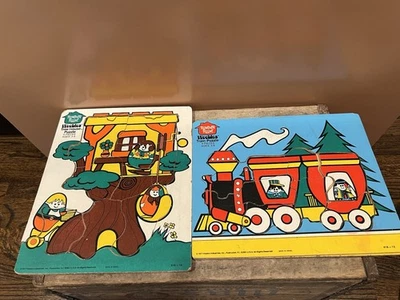 Lote de 2 rompecabezas de madera vintage 1977 Weebles Room - hechos en Israel Foto 1 de 4