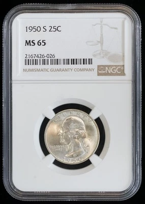 1950 S Washington Silver Quarter MS 65 NGC - Image 1 of 4