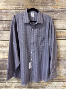 Brooks Brothers 1818 Regent Fit Button Front Shirt 17.5 4/5 Blue Non Iron All Co - Picture 1 of 5