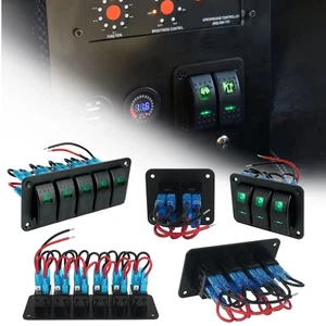 2/3/4/5/6 Gang LED Grün Schalttafel Sicherung Schalter Schaltpanel Boot Auto 12V - Bild 1 von 17