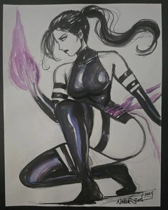 Nathan Szerdy Original Sketch 11' X 8.5' Psylocke With Hidden Sketch On The Back - Picture 1 of 2