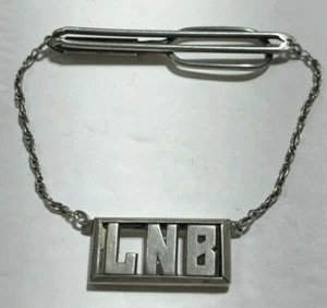 Vintage Monogramed Swank LNB Tie Dangle Clip Sterling Silver 925 PAT NO. 1865995 - Picture 1 of 7