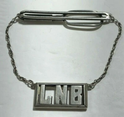 Vintage Monogramed Swank LNB Tie Dangle Clip Sterling Silver 925 PAT NO. 1865995 - Image 1 of 4