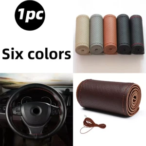 Hand sewing Steering Wheel Cover Leather With Needles Thread DIY universal - Picture 1 of 13