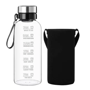 64 OZ Glass Water Bottle - Large Resuable Borosilicate Wide Mouth Glass Drinking - Picture 1 of 6