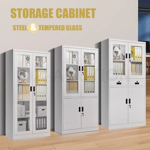Metal Steel File Cabinet Lockable Drawer Filing Storage Shelves Cupboard Locker - Picture 1 of 29