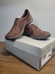 NIB! Privo by Clarks Tequini Brown Leather Comfort Sneakers Shoes Women's 6.5 M - Picture 1 of 8