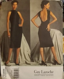 Vogue V2899 GUY LAROCHE Tapered Open Back Dress Plus Size 16-18-20 UNCUT - Picture 1 of 2