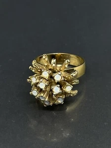 VTG GALAXY Signed SARAH COVENTRY 70s MCM Sputnik White Opal? Sz 7.5 Ring READ - Picture 1 of 9