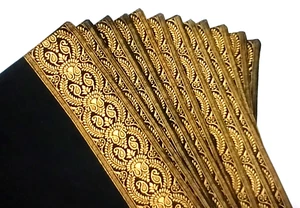 Black Fabric Placemats Gold Embellishment Elegant Formal Black Underside 18x 12" - Picture 1 of 4