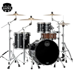 Mapex Saturn Evo Hybrid Straight Ahead 3PC Shell Pack Piano Black Lacquer - Picture 1 of 3