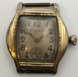 VINTAGE 1930s ELGIN ART DECO MENS CUSHION CASE WATCH, FOR PARTS/REPAIR - Picture 1 of 7