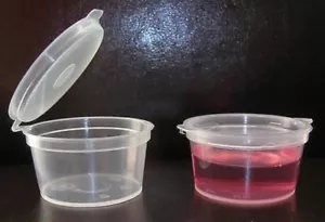 Contenedores de salsa reutilizables de plástico con tapa con bisagras transparentes de 25 ml para bañera para llevar 1 oz - Imagen 1 de 5
