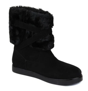 G By Guess Women's Black Alixa Cold Weather Furry Bootie Boot Shoes Ret $69 New - Picture 1 of 4