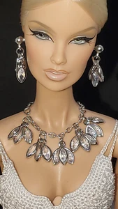 3pcs set 1:6 Doll BJD fashion jewelry necklace earring rhinestones display leaf - Picture 1 of 4