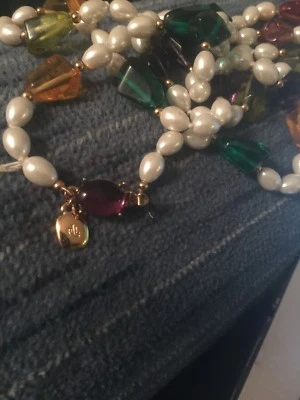 Ralph Lauren 30” Gypsy Necklace Glass Faux Pearls Gt (2007) - Image 1 of 4