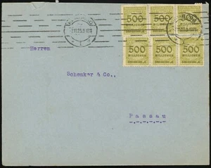 Germany Hamburg to Passau Mi #324A Cover Postage 1923 Deutsches Reich Europe - Picture 1 of 1