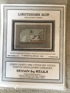 Design By Helga LIGHTHOUSE RUG Counted Cross Stitch Graph 1990 - Picture 1 of 5