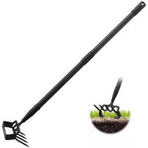 Weed Puller Gardening Tools Hoe and 4 Tines Rake 2-in-1 Garden Tools - Picture 1 of 6