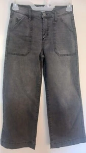 Time Tru Women's STRETCH High Rise Wide Leg Crop Jean Grey Size 4 28W 24 Inseam - Picture 1 of 3