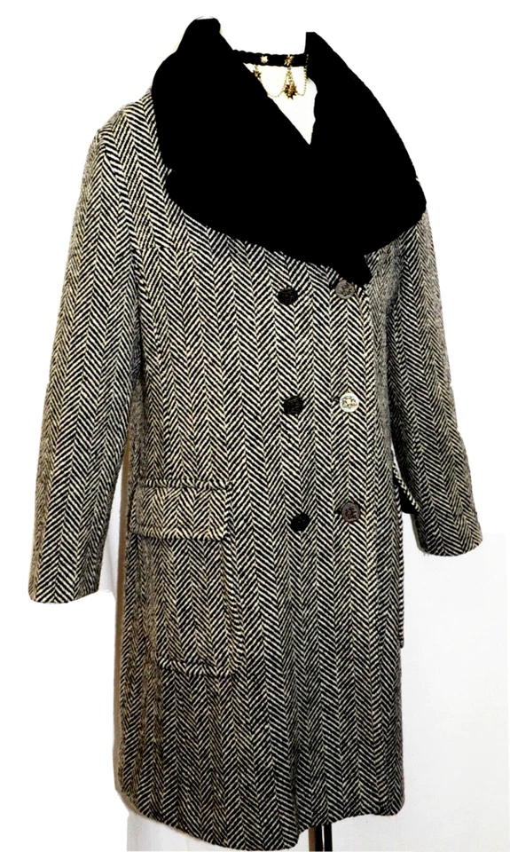 L B46" Long Black WOOL Winter Coat Jacket Women Car Trench Coat WARM - Image 1 of 4