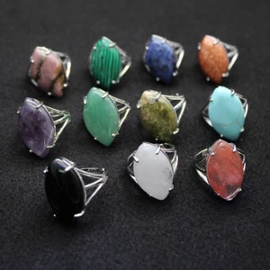 Kristall Quarz Stein Chakra Fingerring Offen Einstellbare Heilung Reiki Geschenk - Bild 1 von 25