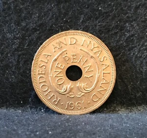 1961 Rhodesia & Nyasaland penny, Elizabeth II, RB UNC, KM-2 (RN23) - Picture 1 of 4