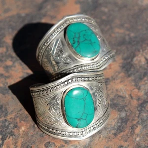 Bracelet PAIR (2pc) Turkoman Tribal Dance ATS Real MALACHITE BellyDance 502f44 - Picture 1 of 7