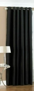 DOOR CURTAIN in BLACK 100% COTTON CANVAS RING TOP 66"x 90" #6173 - Picture 1 of 2