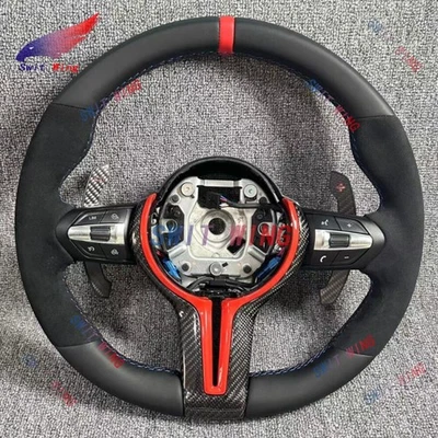 Volante de carbono real Alcantara para BMW M3 M5 M6 F01 F02 F06 F10 F12 F15 Foto 1 de 4