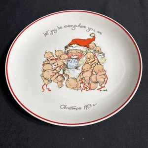 Vintage 1973 weiß & rot Kewpie Weihnachtsmann Weihnachtsteller 10,5" Feiertagsteller - Bild 1 von 8