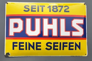 Emailschild, PUHLS FEINE SEIFEN, 60 x 40 cm, um 1930, Glanz und Farben sehr gut. - Bild 1 von 13