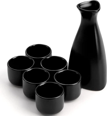 Set Da 7 Pezzi in Ceramica Giapponese per Sakè, 1 Caraffa Da Portata E 6 Tazze,  - Immagine 1 di 4