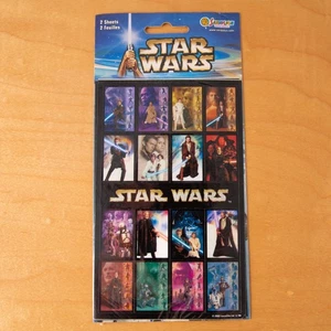 2002 Star Wars - 2 Sticker Sheets - Vintage Anakin Obi-wan R2D2 Mace Windu Fett - Picture 1 of 2