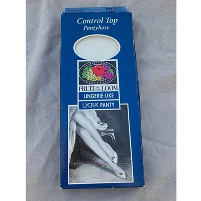 Fruit of The Loom Control Top Pantyhose Sz C Lingerie Ivory vintage NIB feet NOS - Image 1 of 4