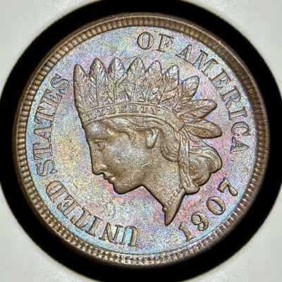 1907 1C Indian Head Cent _ Near GEM MSBN _ Original Cond, w/ video _ [JX-350] - Image 1 of 2
