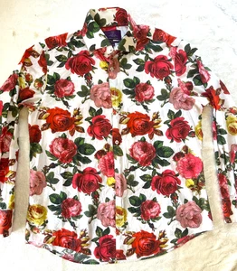 Hawes & Curtis Men's Shirt XL Long Sleeve Slim Fit London White & ROSES - Picture 1 of 15