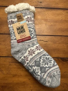 NWT Muk Luks Cabin Socks Women's Size S/M Shoes 5-7 Slip Resistant Lavender Blue - Picture 1 of 9