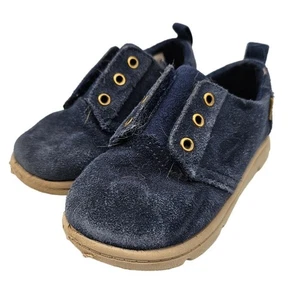 Toms Toddler Boys Sz 9 Blue Suede Slip On Tennis Shoes - Picture 1 of 5