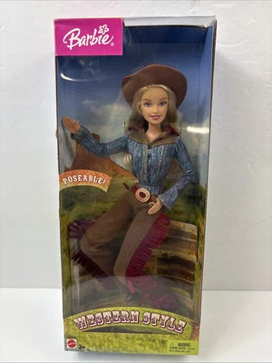 Muñeca posable estilo occidental Barbie 2004 Mattel G4598 nueva en caja Foto 1 de 4