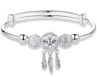 Elegante Pulsera Atrapasueños Borla Pluma Dije - Ajustable .999 Foto 1 de 4