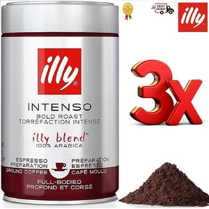 Illy Intenso Bold Roast Ground Coffee 100% Arabica 3 x 250g/8.8oz Tins - Picture 1 of 7