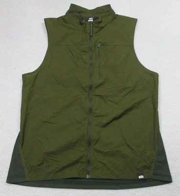 REI Co-op Vest Mens Large Green Softshell Wind Resistant Full Zip Chest Pocket - Image 1 of 4