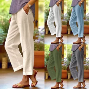 Damenhose Mit Elastischem Bund Weites Bein Jogger Chinohose Damenbundhose C8 - Bild 1 von 13